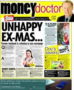 Irish Daily Star - Money Doctor column 17.12.15 Q & A - ex partner won't pay mortgage