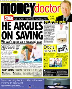 Irish Daily Star - Money Doctor column 1st September 2016